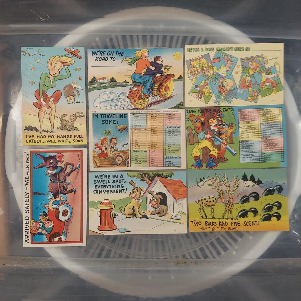 Vintage Asheville Post Card Company Travel Correspondence Comic Linen Lot of 8